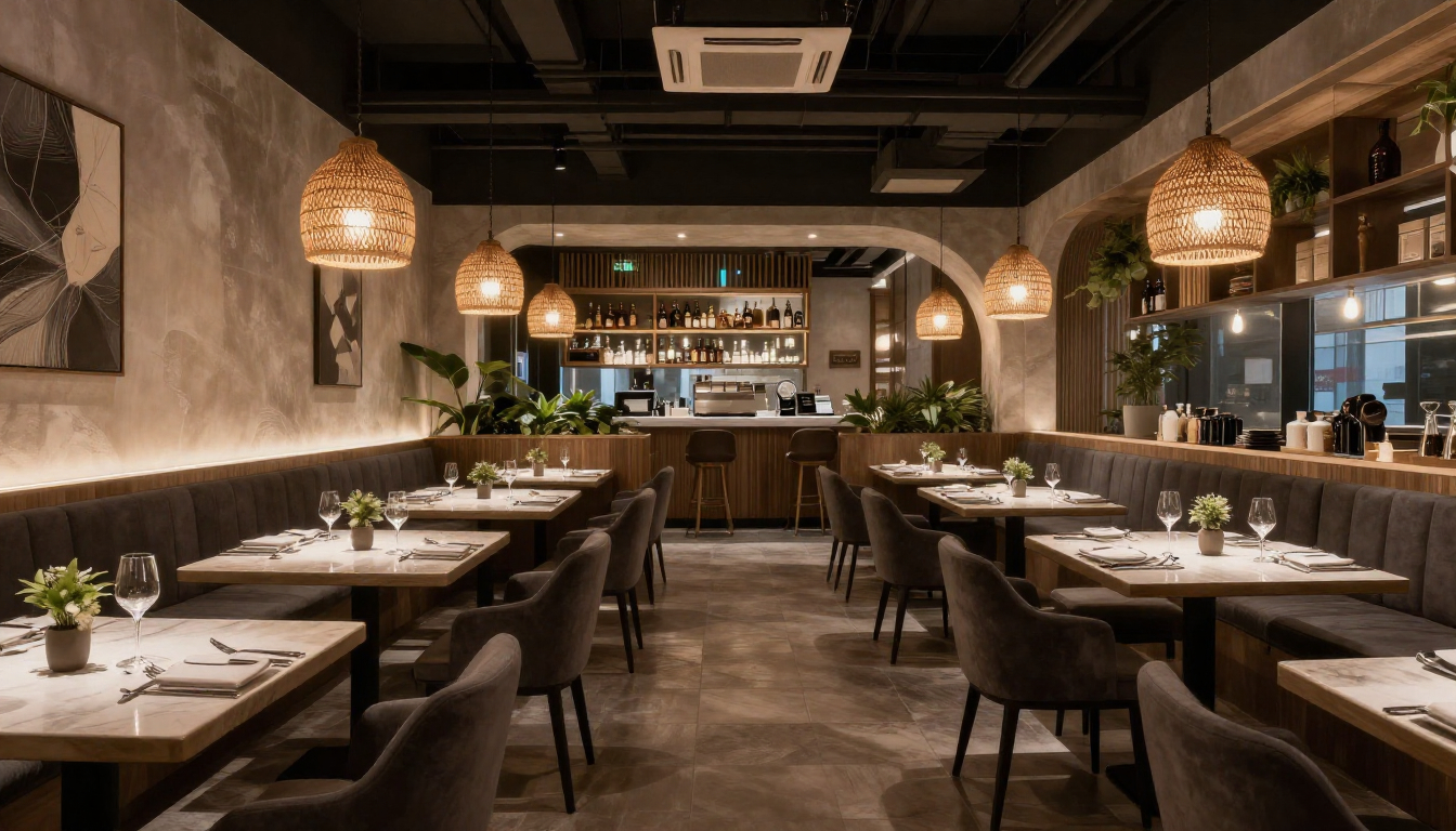 Гости за столом в ресторане